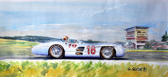 11 Mercedes W196 and Manuel Fangio - Reims