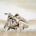 Ragazzo che aggiusta il motorino